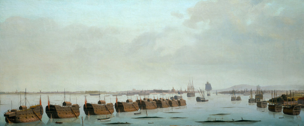 Prison hulks in Portsmouth harbour, early 19th Century