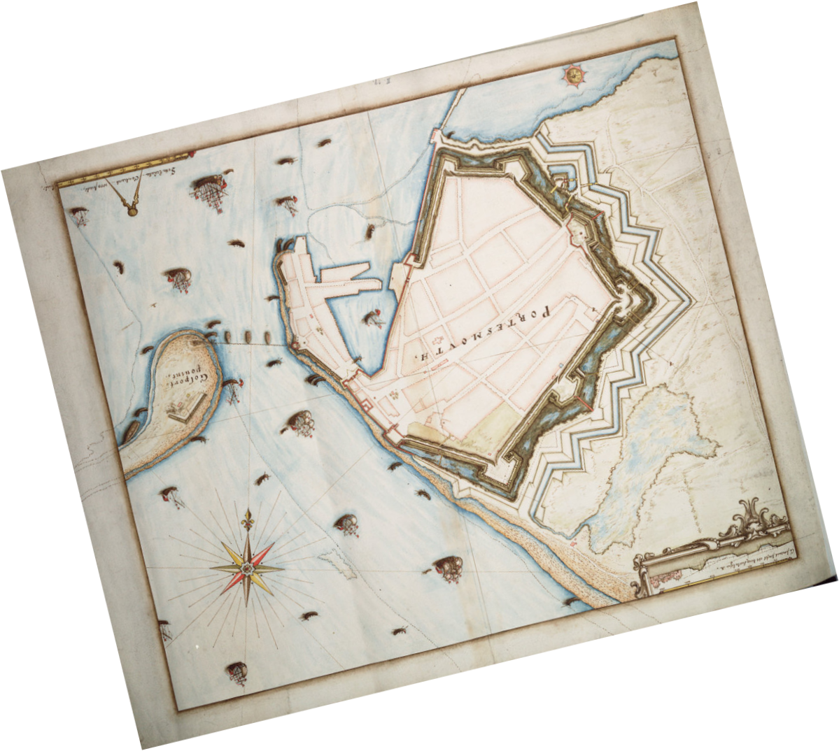 Chart showing the entrance to Portsmouth Harbour, circa 1668