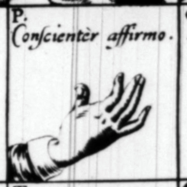 Conscientér affirmo as depicted in John Bulwer's Chirologia