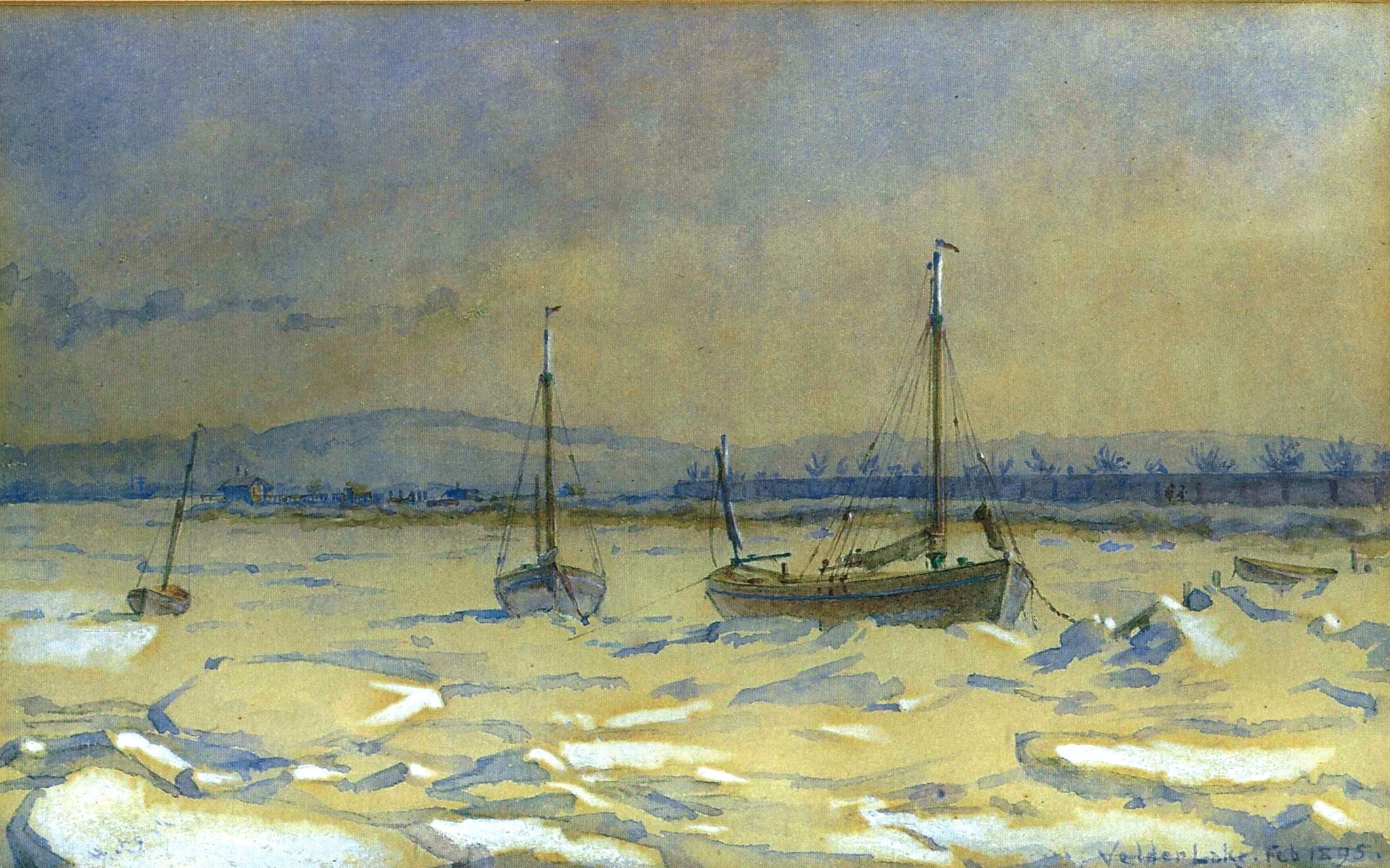 Painting of a frozen Velder Lake, February 1895