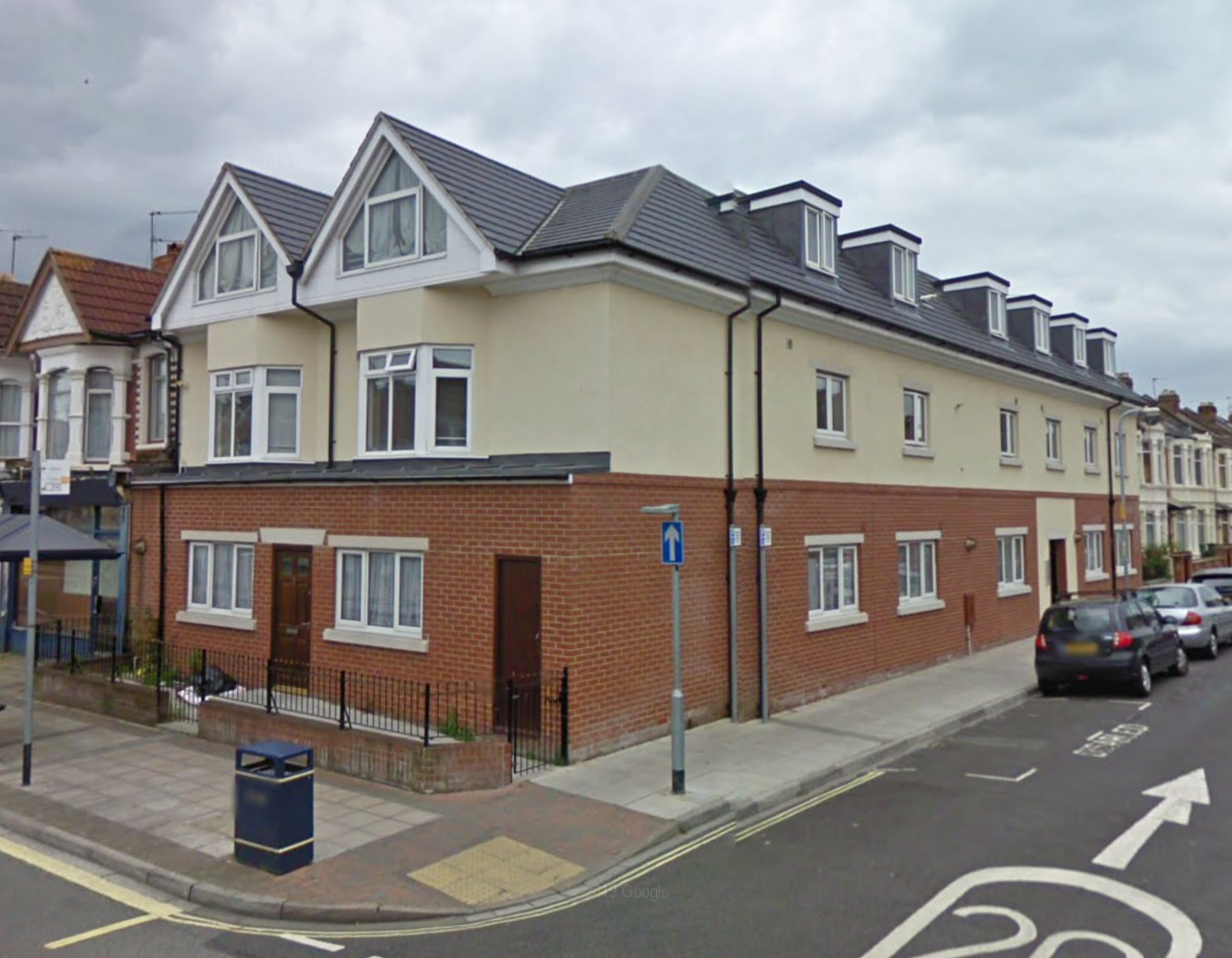 Residential flats, corner of Tangier Road and Saint Pirans Avenue, July 2023